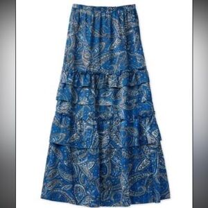 Outerknown Blue Pink Orange Tiered Maxi Skirt Side Zip Size Small / 26 Waist